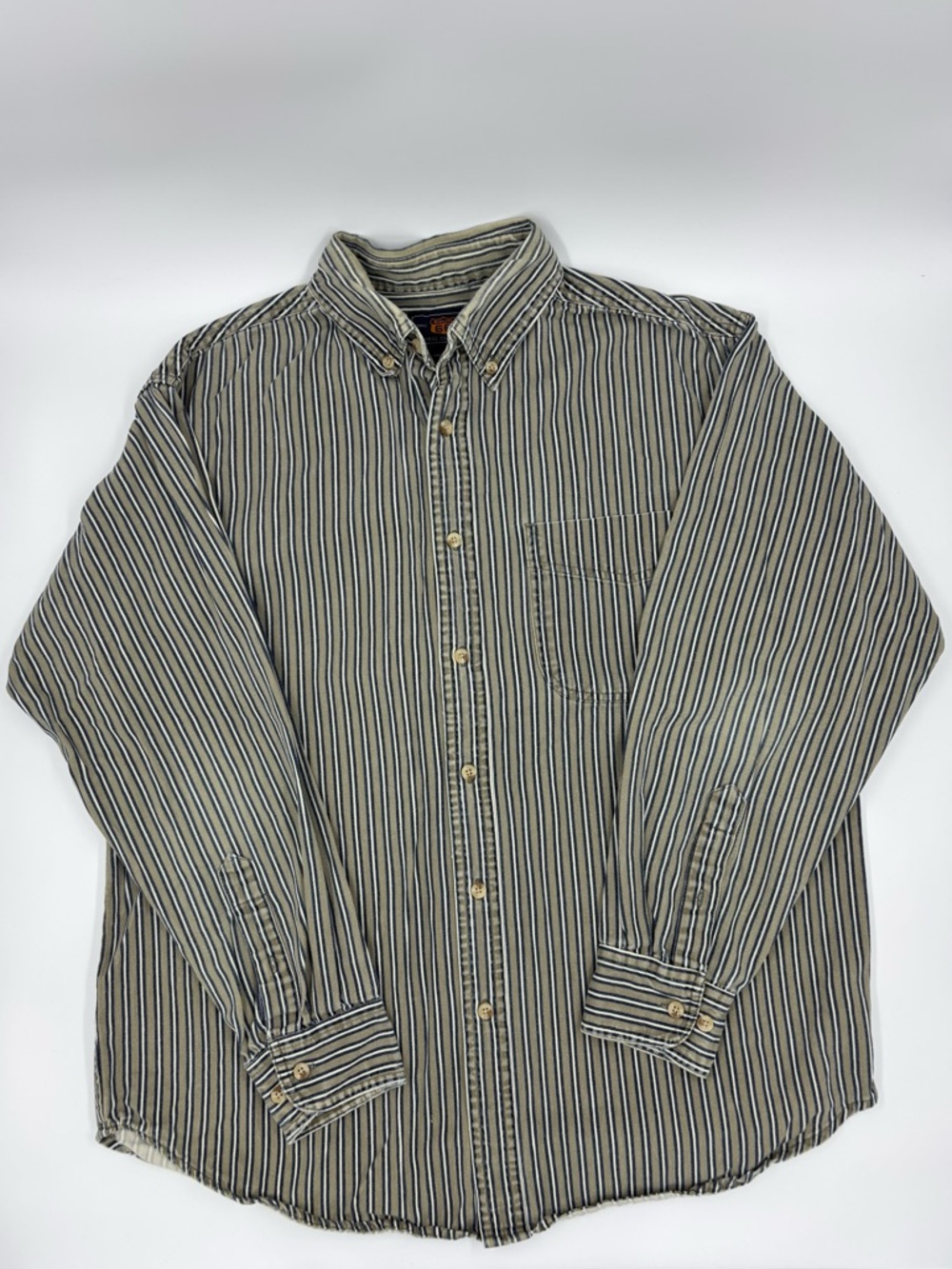 Vintage Route 66 Men's 100% Cotton Vertical Stripe Casual Button Down Size M